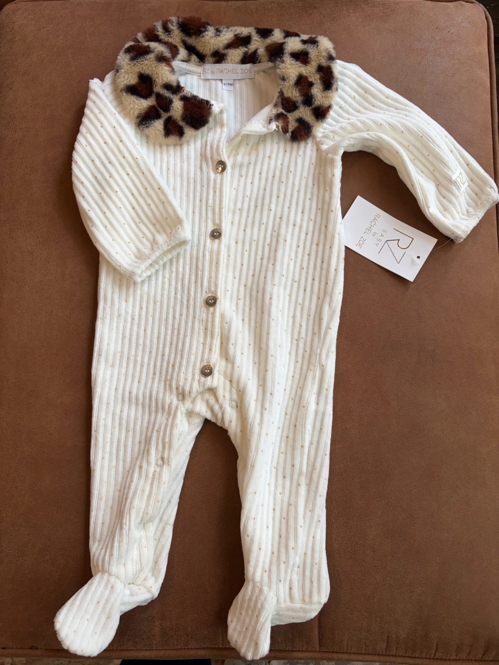 RZ Baby by Rachel Zoe Ivory Ribbed Footed Romper 6-9M NWT